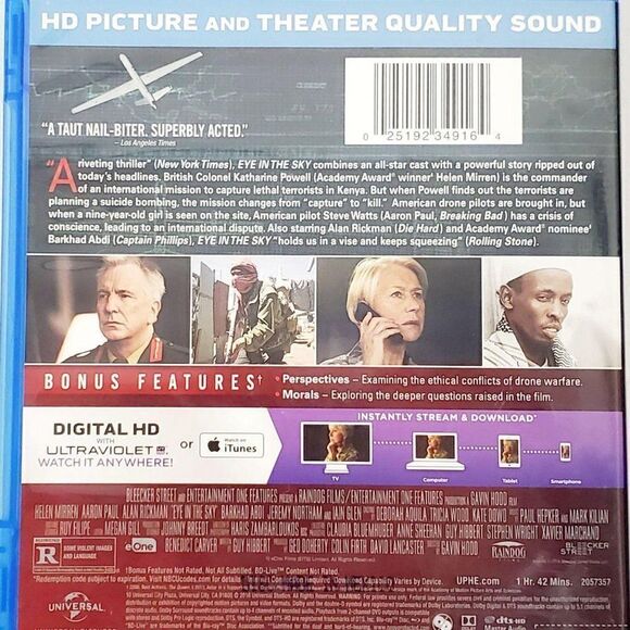 Eye in The Sky (2015 Film) Thriller/War Movie [Blu-ray] - Picture 3 of 3